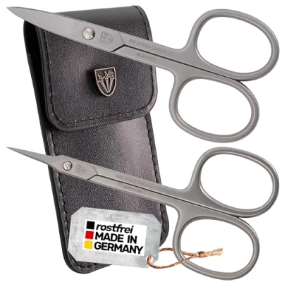 Afbeelding van DREI SCHWERTER 2 delige schaarset Extra scherpe scharen. Roestvrije merkkwaliteit MADE IN GERMANY Inhoud: zwarte nageletui van kunstleer, nagelschaar gebogen, huidschaar torenpunt