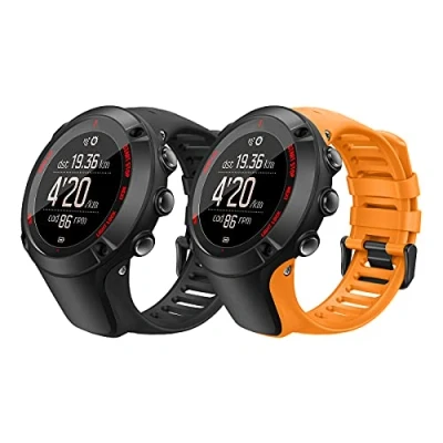 Afbeelding van MoKo [2 PACK] Band Compatible with Suunto Ambit 1/2/2S/2R/3/3 Sport/3 Run/3 Peak, Soft Silicone Adjustable Replacement Strap, Black + Orange