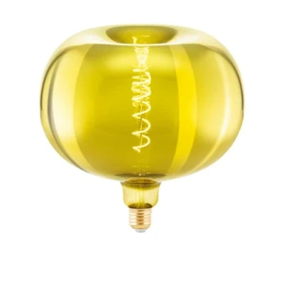 Afbeelding van EGLO E27 LED globe gloeilamp dimbaar, vintage Edison spiraal filament lamp Big Size in goud gestoomd, lichtbron appel vorm extra groot, 4 Watt, 40 Lumen, warm wit, 1900 Kelvin, Ø 22 cm