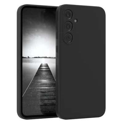 Afbeelding van EAZY CASE siliconen hoesje voor Samsung Galaxy A35, schokbestendige hoes, zwart met camerabescherming, dunne premium bescherming, TPU bumper in mat