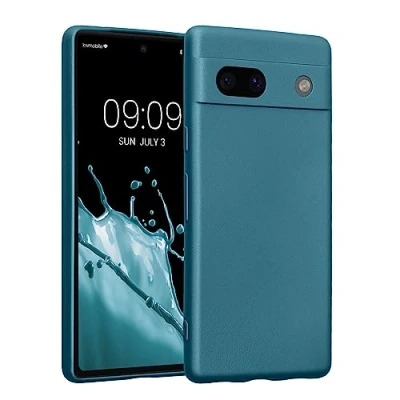 Afbeelding van kwmobile Metallic telefoonhoesje van TPU geschikt voor Google Pixel 7a Flexible case smartphone In carabisch blauw