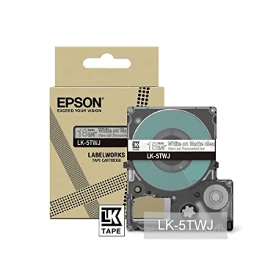 Afbeelding van Epson LabelWorks LK 4TWJ Labelbandcassette compatibel met LW C610 en C410 transparant mat/wit 12 mm