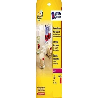 Afbeelding van Avery neon Etiketten 210 x 297 mm, rood, Laserprinter, afneembaar