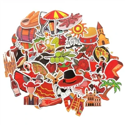 Afbeelding van Spanje sticker decoratie laptop koffer reizen scrapbook Spain stickers set cadeau esthetische