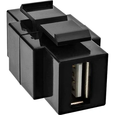 Afbeelding van InLine 76201T USB 2.0 Keystone Snap In inzetstuk, A bus/B aansluiting, zwarte behuizing