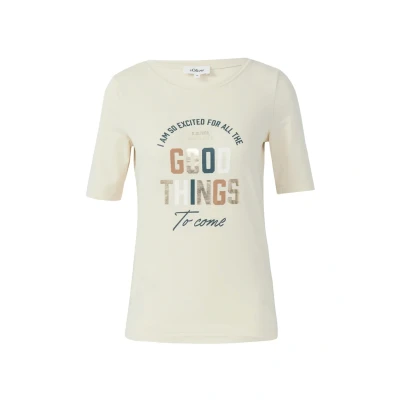 Afbeelding van s.Oliver MIT Artwork Tshirt print, Dames, Maat: 36, Champagner