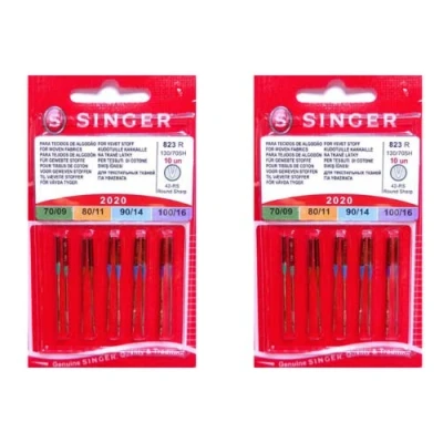 Afbeelding van Singer 2 verpakkingen naalden 2020 823R universeel assortiment voor katoenen stoffen 130/705 H 70 80 90 100