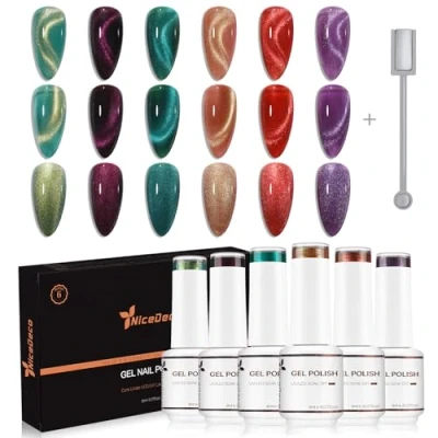 Afbeelding van Nicedeco Hema Free Cat Eye Gel Nagellak Semi Permanent Nail Polish UV LED Soak Off Cruelty 6 X 8ML Color Art Set Gift 43