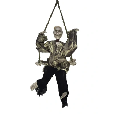 Afbeelding van Europalms Halloween skelet op schommel, Deathswinger 45x10x91cm decoratie versiering accessoires feesten