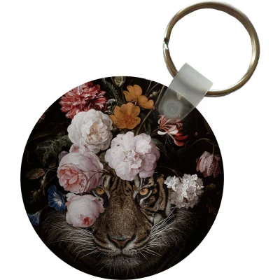 Afbeelding van Sleutelhanger Bloemen Jan Davidsz de Heem Tijger Schilderij Stilleven Oude meesters Plastic Rond Uitdeelcadeautjes