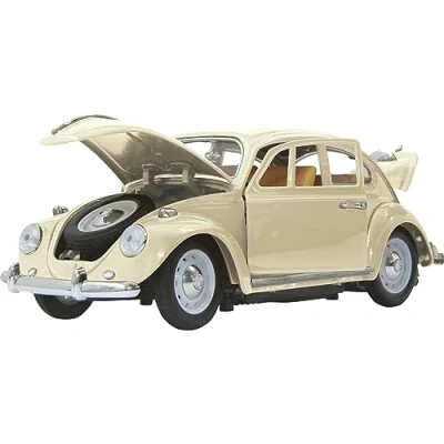 Afbeelding van JAMARA 405111 VW Kever 1:18 RC Diecast 40MHz Cultvoertuig met rubberen banden, openen van deuren, motorkap en kofferbak, perfect nagemaakte details, hoogwaardige afwerking, crèmewit
