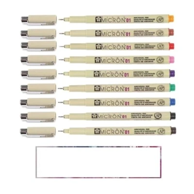 Afbeelding van Pigma MICRON Sakura 01 Set met 9 kleuren. van fineliners en 1 kaart