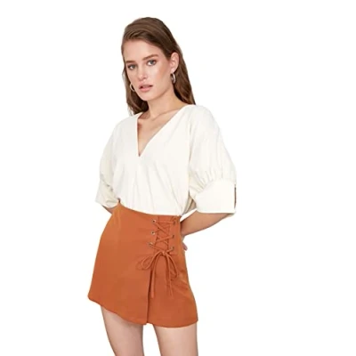 Afbeelding van Trendyol Antracietkleurige Geweven Shorts Met Oogjesdetail Tweeaw21Sr0038
