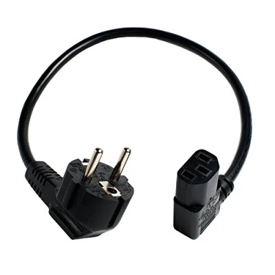 Afbeelding van shortix kort netsnoer (stroomkabel met gehoekte geaarde stekker type E+F naar koude aansluiting) 40 cm.