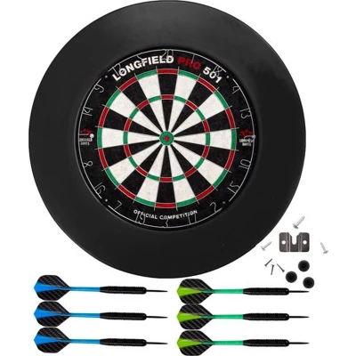 Afbeelding van Dartbord Pro501 inclusief PU Surround zwart en 2 sets Darts Longfield