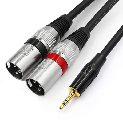 Afbeelding van Tisino Mini jack naar XLR stereokabel, 3,5 mm dubbele mannelijke Y splitterkabel Stereo Breakout kabel 1 m