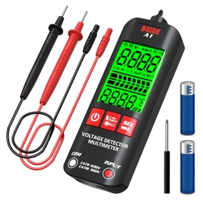 Afbeelding van BSIDE Digitale multimeter meter 3 resultaatweergave autorange contactloze spanningsdetector doorgangstester Ohm Volt Livewire met etui en zaklamp