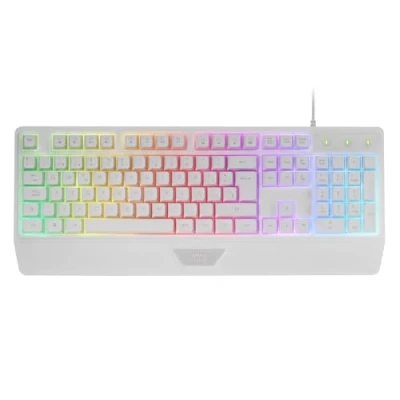 Afbeelding van Mars Gaming MK124, Ergonomisch H Mech Toetsenbord, Geïntegreerde Polssteun, FRGB Rainbow, Geavanceerd Antighosting Compleet Multiplatform PC Portugees Taal, Wit