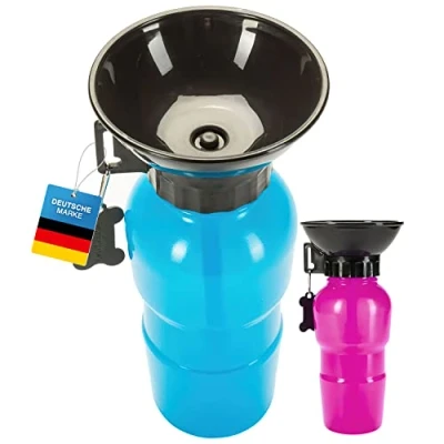 Afbeelding van Hond Drinkfles met geïntegreerde drinkbak Reis Waterfles Auto Fles Waterbak 600ml (Blauw)