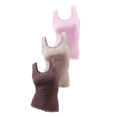 Afbeelding van H.I.S 3PACK Top, Dames, Maat: 32/34, Rosé/ braun/taupe