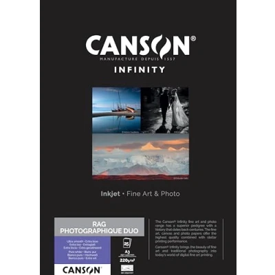 Afbeelding van Canson Infinity Rag Photographique Duo 220gsm, dubbelzijdig ultraglad mat inkjetpapier, A3, doos met 25 vellen