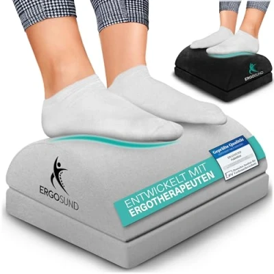 Afbeelding van ERGOSUND Voetsteun, bureau, testwinnaar, premium schuimkern, in hoogte verstelbare voetenbank, antislip, ergonomische voetensteun, thuiskantoor, accessoires, voetensteun