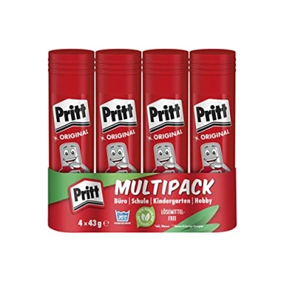 Afbeelding van Pritt lijmstift, veilige en kindvriendelijke lijm voor knutselen, sterke school kantoor, 4x 43 g stick