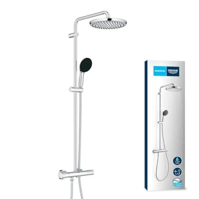 Afbeelding van GROHE QuickFix Vitalio Start 250 douchesysteem rond met thermostaat