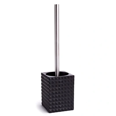 Afbeelding van MSV Toiletborstel houder Kubik kunststeen zwart/zilver 37 cm Toiletborstels