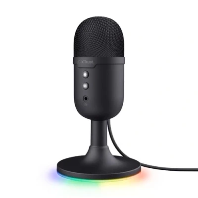 Afbeelding van Trust Gaming GXT 236 Yami USB Microfoon voor Streaming Podcast Twitch Discord ASMR Youtube Playstation 5, Cardioïde Condensatormicrofoon, Mute Knop, Microphone RGB LED Verlichting Zwart