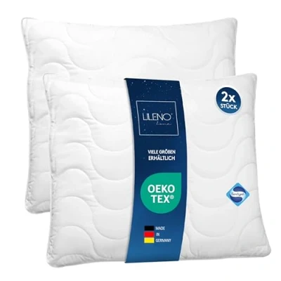 Afbeelding van LILENO HOME Hoofdkussen 80 x cm, set van 2, perfect voor dekbed 135 200 bedkussen, wasbaar tot 95 C en antibacteriële uitrusting, allergiekussen als kussen