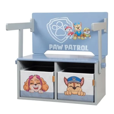 Afbeelding van roba Opvouwbare Paw Patrol Bank + 2 Omkeerbare Opbergboxen Om te Bouwen tot Kindertafel Geschikt vanaf 18 Maanden Grijs/Blauw Hout
