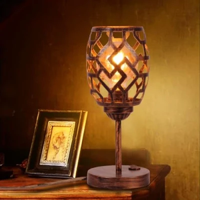 Afbeelding van TWSXTE E27 Decoratieve tafellamp, retro sfeerlamp, metalen bureaulamp nachtlamp kamer met schakelaar (Zonder gloeilamp)