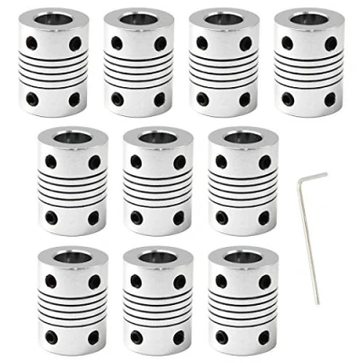 Afbeelding van Flexibele askoppeling aluminiumlegering verbindingsconnector voor 3D printer en CNC machinepakket van 10 (moersleutel inbegrepen), 5x6x25,