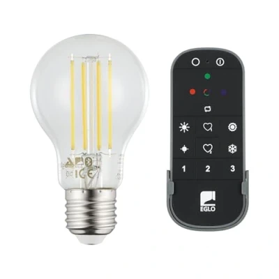 Afbeelding van EGLO connect.z Smart Home Set 2x E27 LED lampen A60 met afstandsbediening, ZigBee app en spraakbediening, dimbaar, vintage design, 806 lumen elk 6 W, helder in neutraal wit