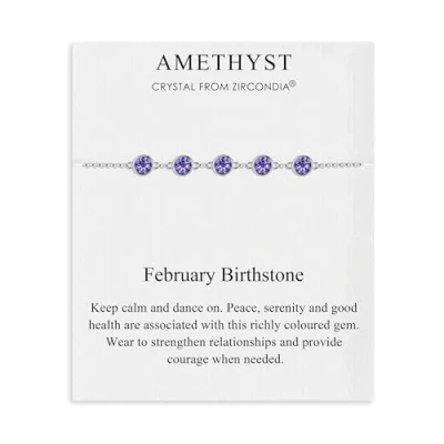 Afbeelding van Philip Jones Februari Geboortesteen Armband Gemaakt met Amethist Zirkondia® kristallen, 7.09 inches, Kristal, Kristal