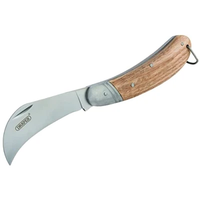 Afbeelding van Draper Ontluikend mes met eiken handvat roestvrijstalen vouwmes Single Blade Flick Tuinmes Tuingereedschap 17558