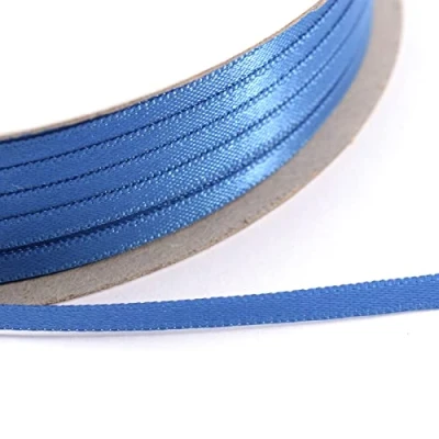 Afbeelding van Vaessen Creative satijnen lint, blauw, 3 mm x 100 m dubbel decoratief cadeaulint, stoffen lint voor bruiloft, doop en verjaardagscadeaus