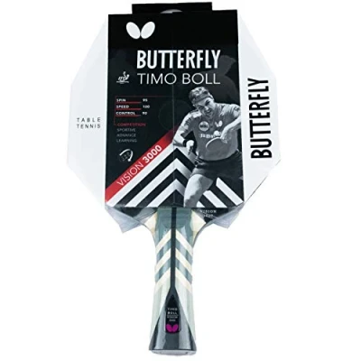 Afbeelding van Butterfly® Timo Boll Vision 3000 tafeltennisbatje, tafeltennis racket Bat TT professioneel wedstrijdracket voor technisch gevorderde spelers, ITTF gecertificeerde Wakaba bekleding, greepvorm concaaf