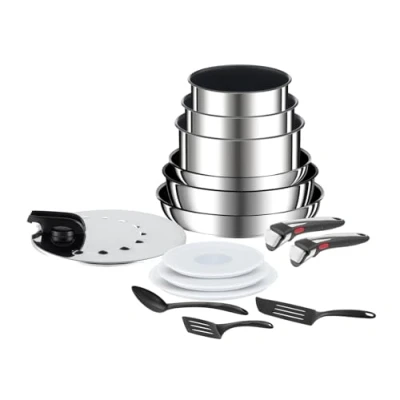 Afbeelding van Tefal L9749802 Ingenio Preference ON 15 delig, Stapelbaar, Roestvrij staal, Geschikt voor inductie, Veelzijdig, Ruimtebesparend, Veilige handgreep