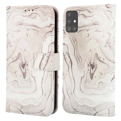 Afbeelding van Samsung Galaxy A51 Hoesje Kunstleder imoshion Bookcase Sandy Marble Telefoonhoesje