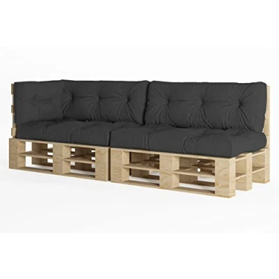 Afbeelding van Chilly Pilley Palletkussen Schuimvlokken Palletmeubels Palletbank Rugleuning Zitkussen Zijkussenset (Set Van 5 Zwart)