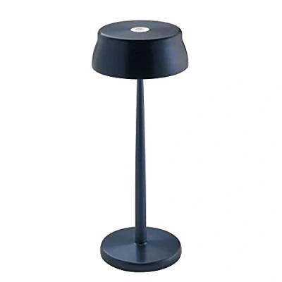 Afbeelding van Zafferano Sister Light Draagbare LED tafellamp IP65 Binnen of Buiten, 4 traps touchdimmer, Aluminium, Magnetische steun, hoogte 32,8 cm Geanodiseerd Blauw