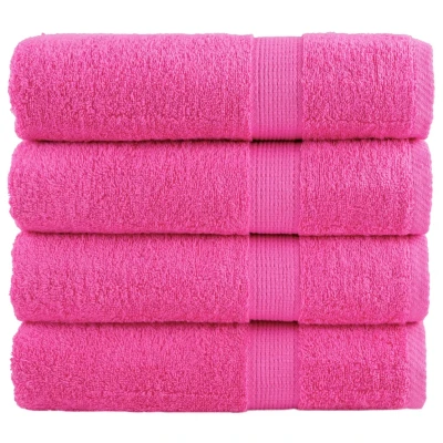 Afbeelding van Badhanddoeken 4 st 600 g/m 70x140 cm 100% katoen roze
