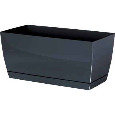 Afbeelding van Prosperplast plantenpot/bloempot kunststof antraciet 29 x 14 13,6 cm