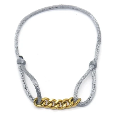 Afbeelding van Armband Dames Schakels RVS Lengte Verstelbaar Grijs en Goudkleurig