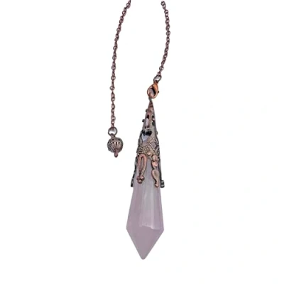 Afbeelding van Edelsteen, kristallen slinger, zeshoekig, vintage, voor radiesthesie, chakra slinger Reiki, waarzeggerij, meditatie Wicca (rozenkwarts)