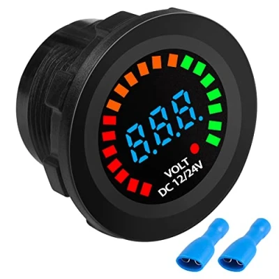 Afbeelding van MEIRIYFA DC 12V 24V Auto Batterij Voltmeter Gauge LED Display Digitale Kleurrijk Scherm Waterdichte Vervanging voor Voertuig Truck Boot Marine