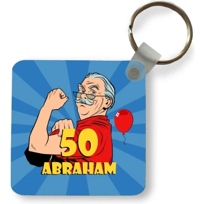 Afbeelding van Sleutelhanger Uitdeelcadeautjes Man 50 jaar versiering Abraham Plastic