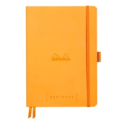 Afbeelding van Rhodia 117570C Notebook Goalbook ivoorkleurig papier/geruit oranje
